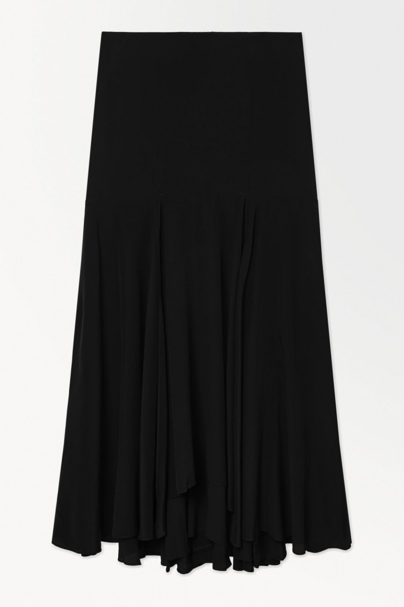 Falda COS The Flared Silk Maxi Mujer Negras España Rebajas 391VEQLBJ