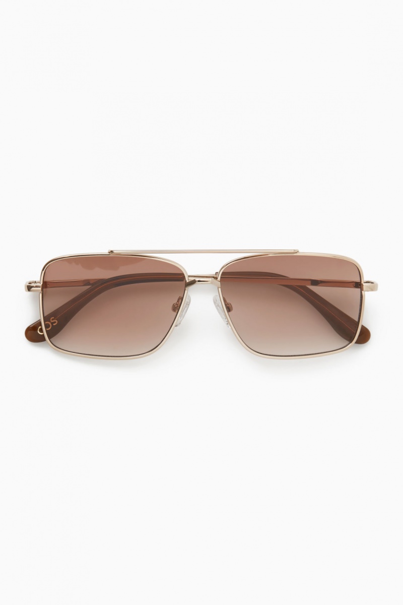 Gafas de Sol COS Gold-Tone Aviator Mujer Doradas España Rebajas 436AVFNTK