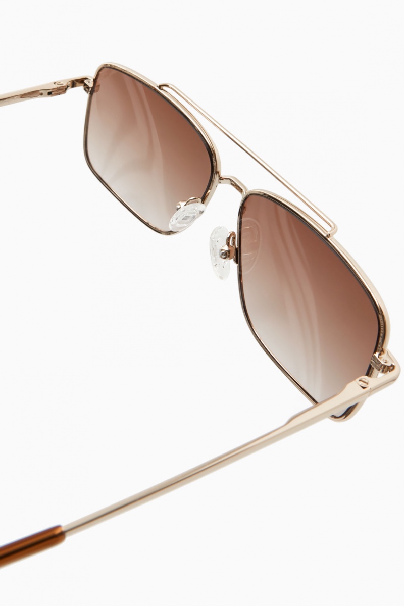 Gafas de Sol COS Gold-Tone Aviator Mujer Doradas España Rebajas 436AVFNTK