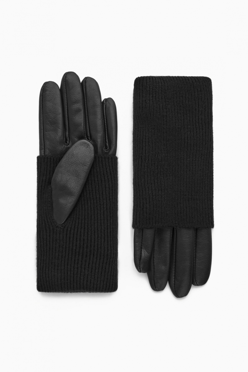 Guantes COS Layered Cuero Mujer Negras España Rebajas 538HJUMYS