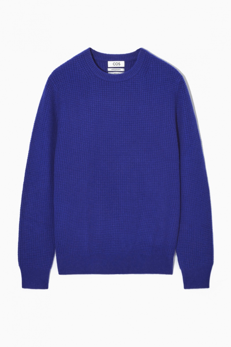 Jerséis COS Waffle-Knit Pure Cashmere Hombre Azules Claro España Rebajas 429QMFYJE