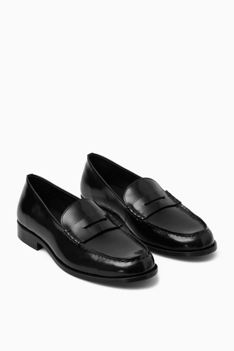 Mocasines COS Classic Cuero Penny Hombre Negras España Rebajas 469ZDGUWE