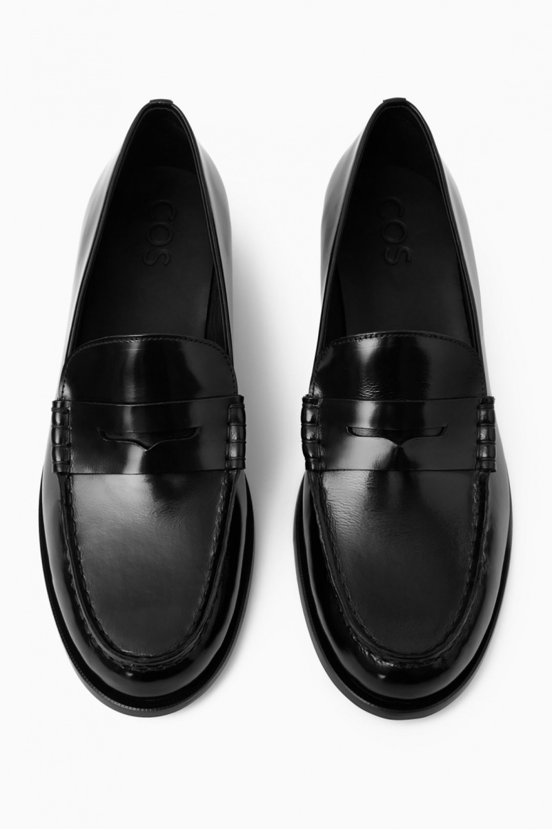 Mocasines COS Classic Cuero Penny Hombre Negras España Rebajas 469ZDGUWE