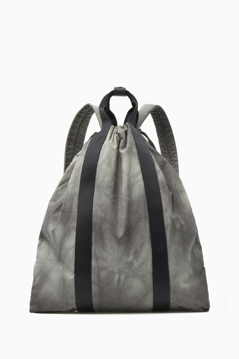 Mochila COS Tie-Dye Print Drawstring Nylon Hombre Gris España Rebajas 457XDHTNO