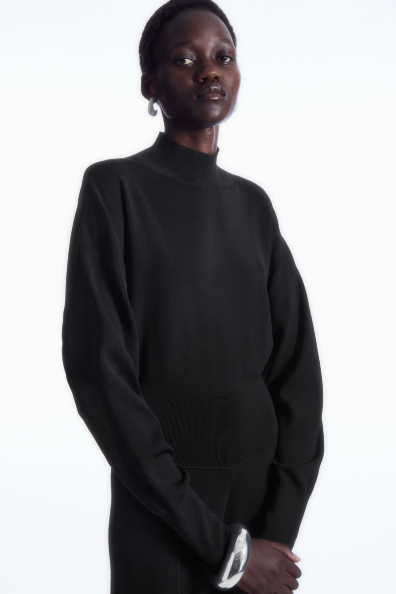 Mono COS Backless De Punto Turtleneck Mujer Negras España Rebajas 394HSMFQU