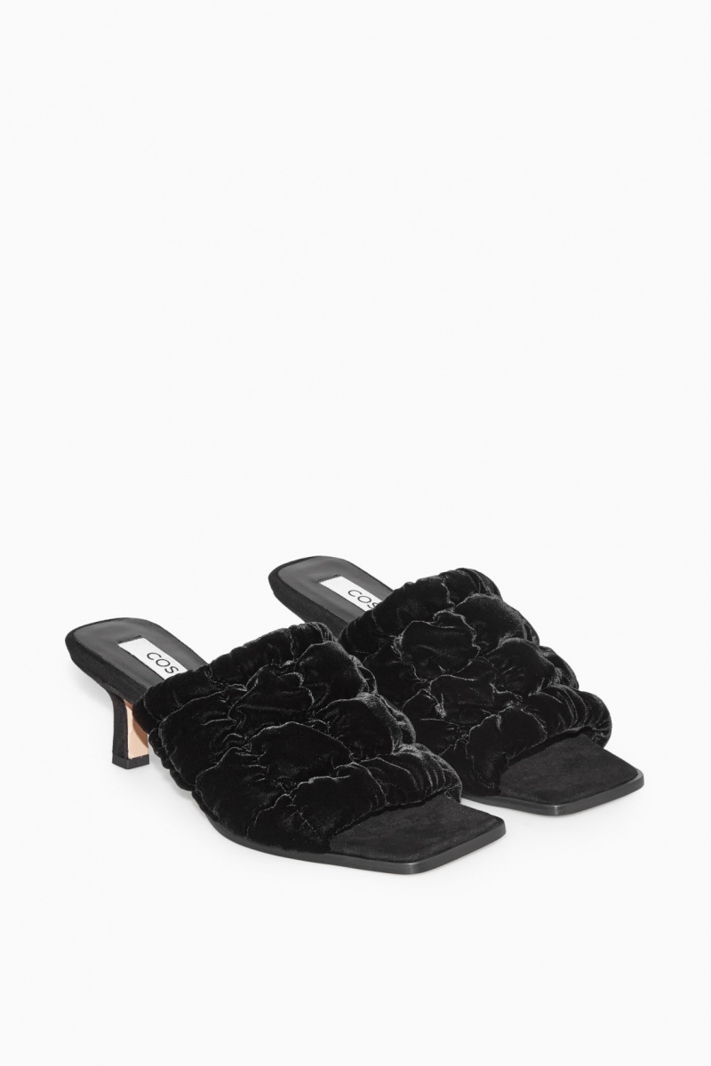 Mule COS Acolchado Velvet Mujer Negras España Rebajas 371MLSDNA