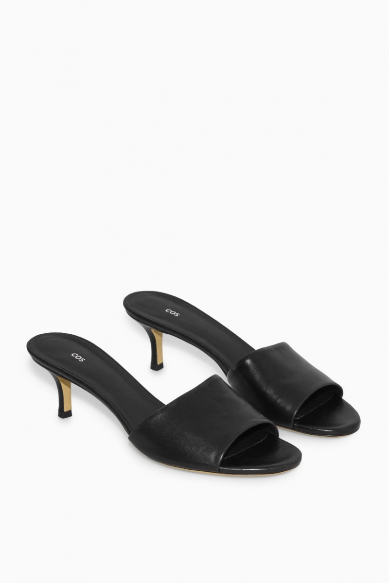 Mule COS Cuero Mujer Negras España Rebajas 471QYFHGZ