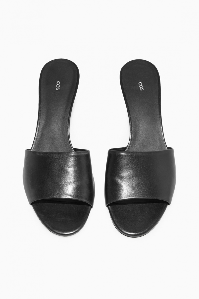 Mule COS Cuero Mujer Negras España Rebajas 471QYFHGZ