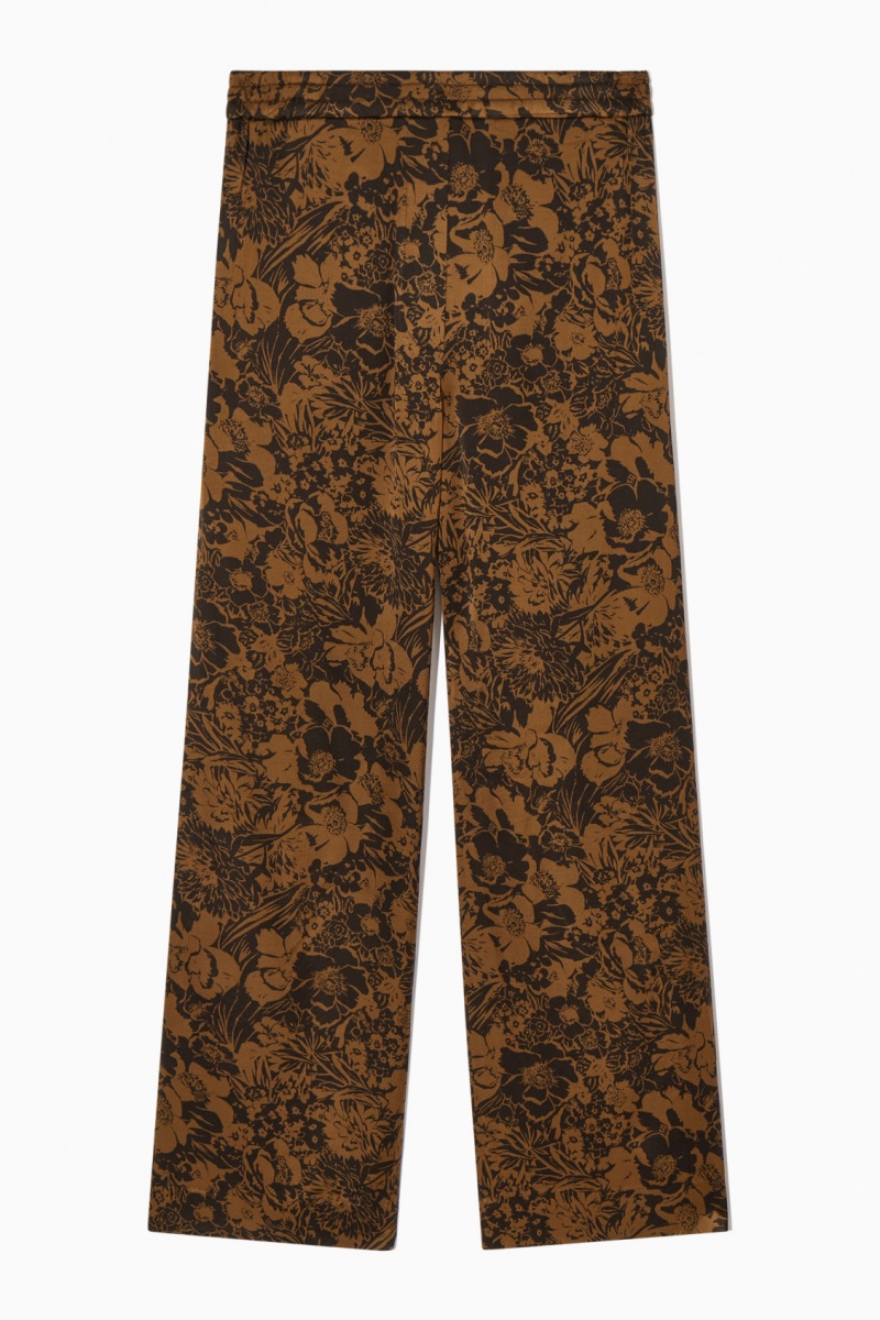 Pantalon COS Anchos-Leg Floral-Print Mujer Marrones Negras España Rebajas 906AKLYQF