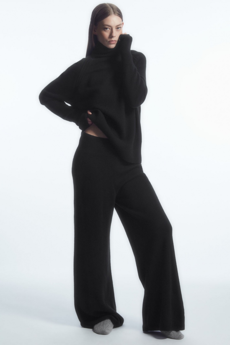 Pantalon COS Anchos-Leg Pure Cashmere Mujer Negras España Rebajas 256JBMUYC