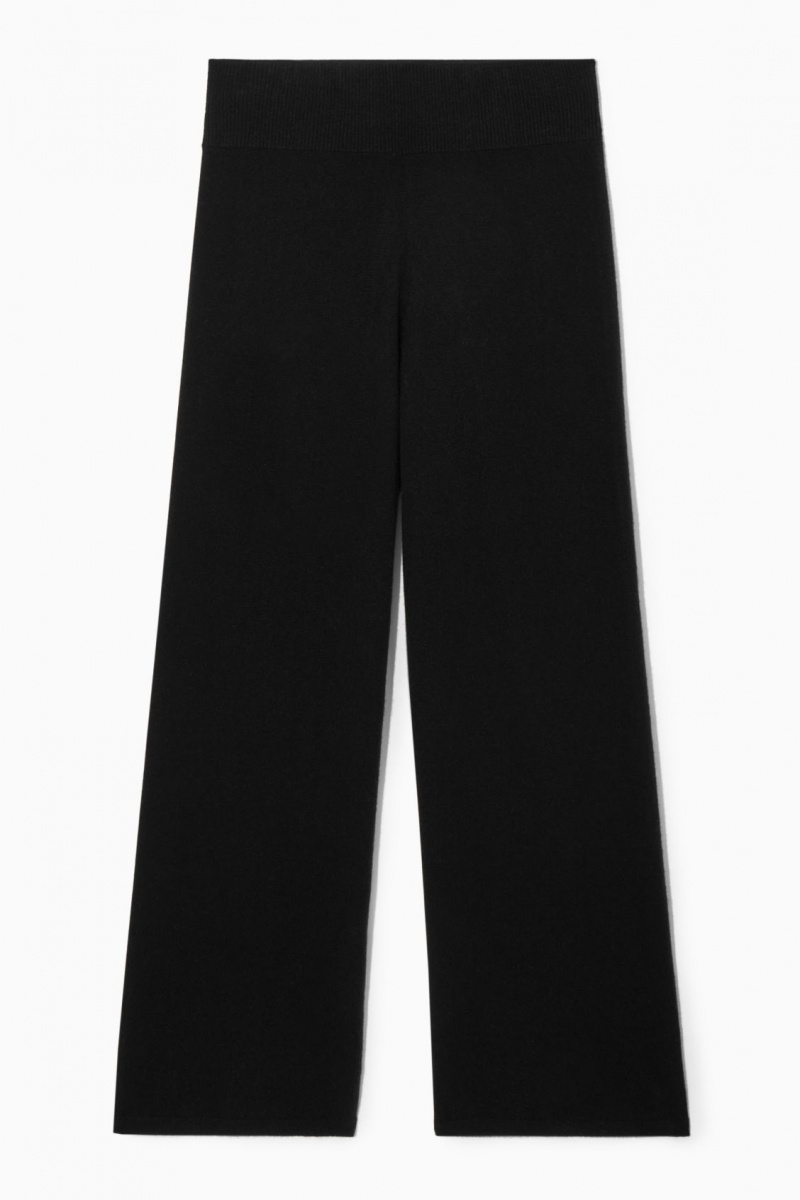 Pantalon COS Anchos-Leg Pure Cashmere Mujer Negras España Rebajas 256JBMUYC