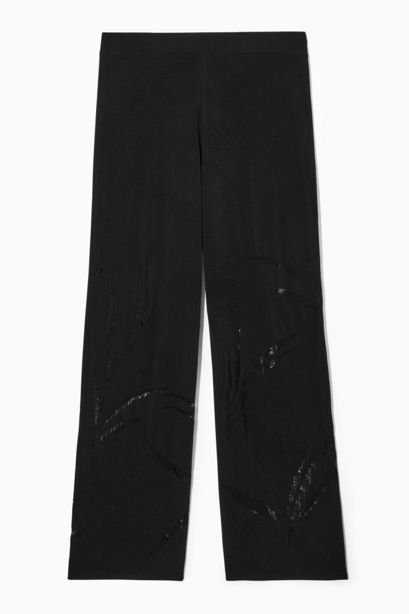 Pantalon COS Botanical De Punto Anchos-Leg Mujer Negras España Rebajas 597ZHWPVT