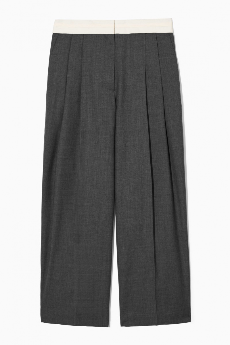 Pantalon COS Deconstructed Anchos-Leg Lana Mujer Gris Oscuro España Rebajas 073YGSIJP