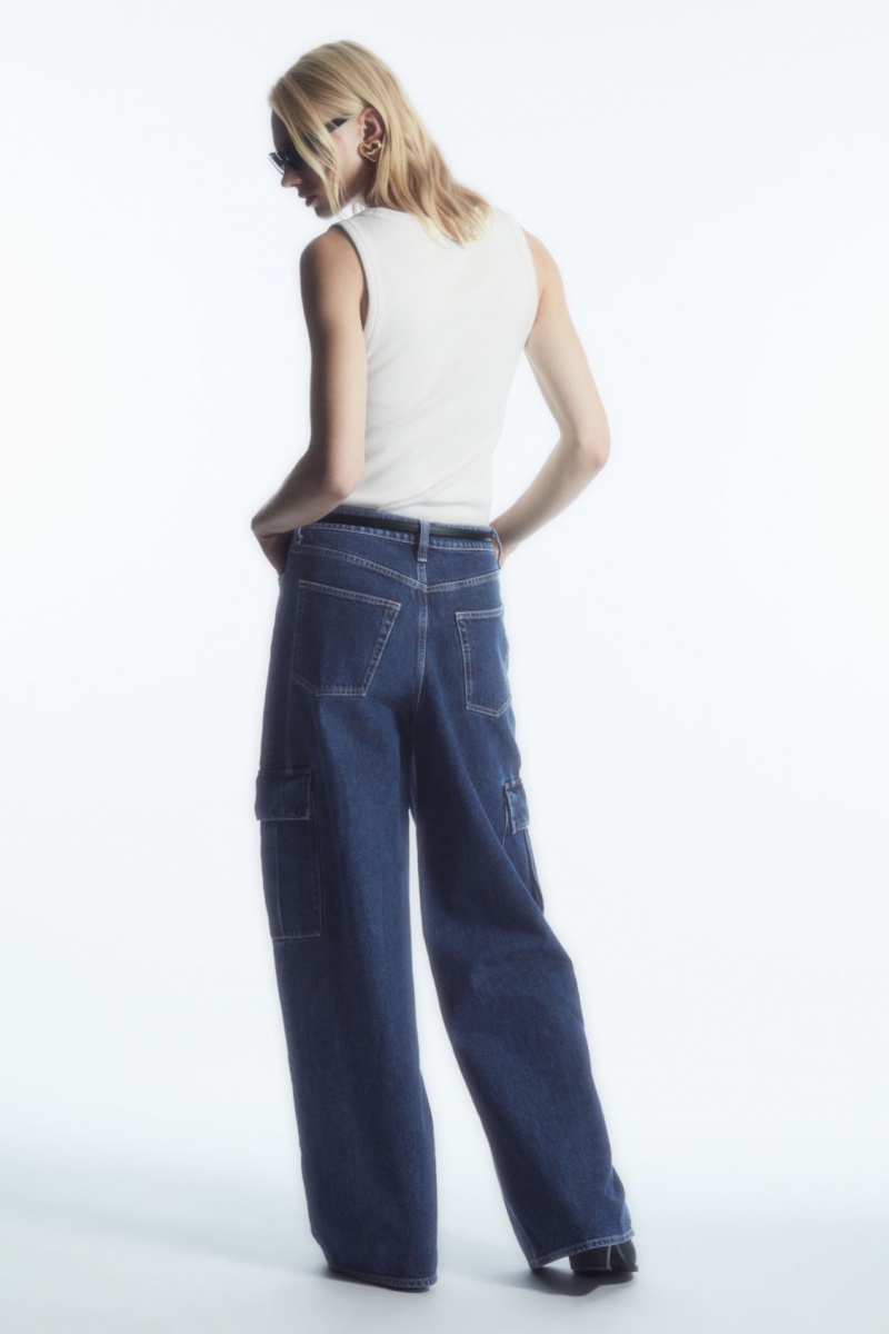 Pantalon COS Denim Cargo Mujer Azules España Rebajas 305MPUTWG