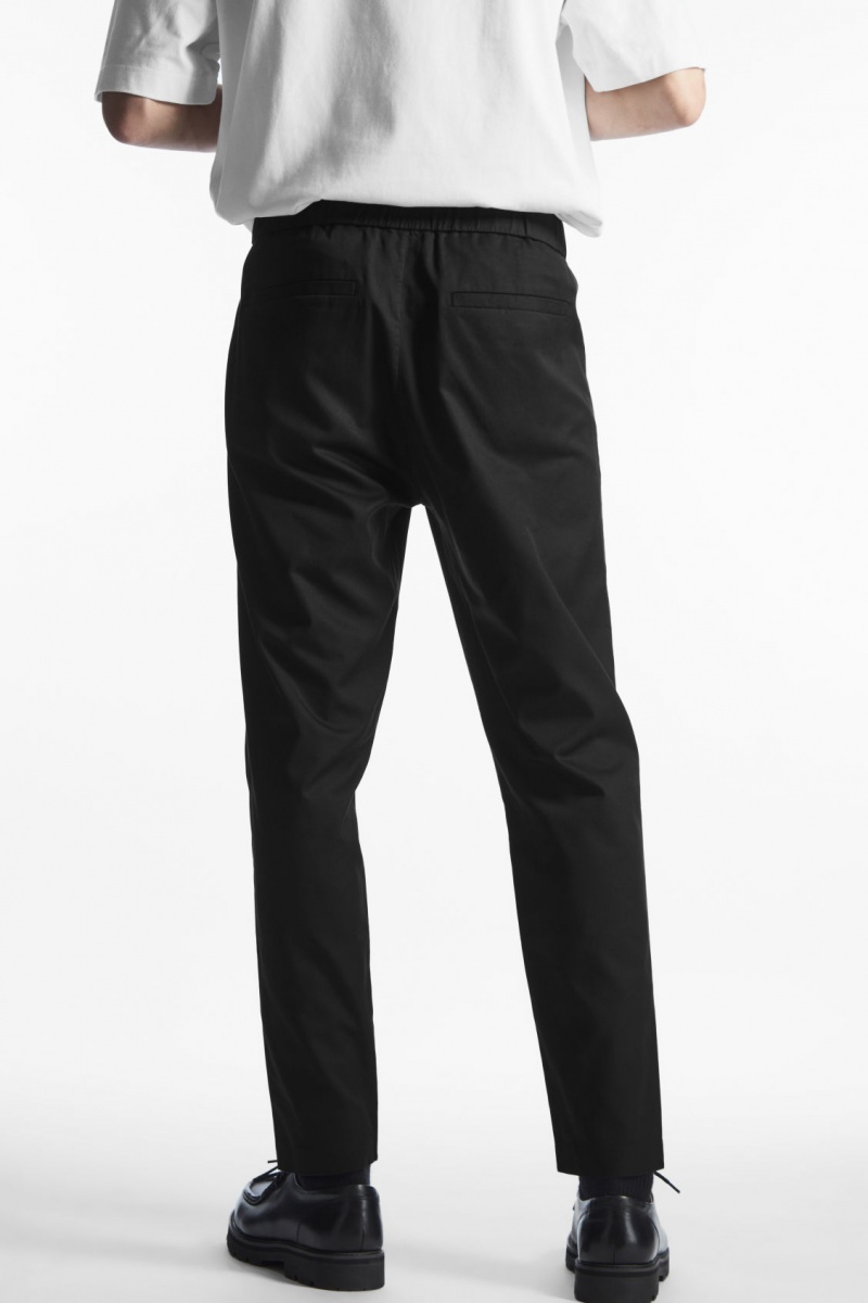 Pantalon COS Elasticated Tapered Twill Hombre Negras España Rebajas 436RLYXKW