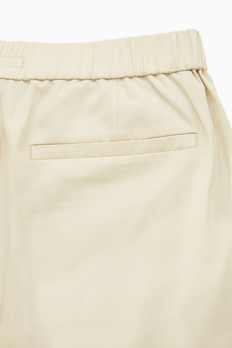 Pantalon COS Elasticated Tapered Twill Hombre Beige España Rebajas 019BVHDQF