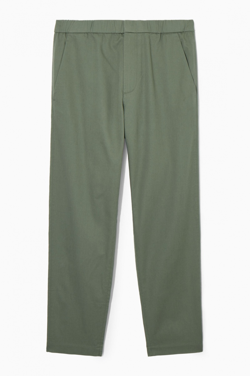 Pantalon COS Elasticated Tapered Twill Hombre Verde España Rebajas 319IZQXGY