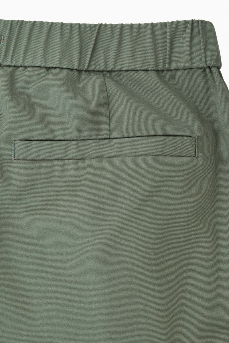 Pantalon COS Elasticated Tapered Twill Hombre Verde España Rebajas 319IZQXGY