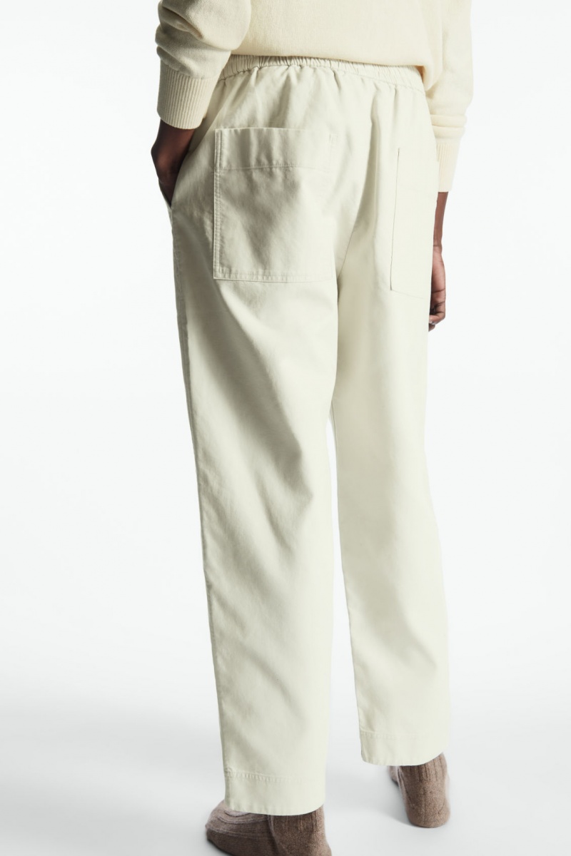 Pantalon COS Elasticated Twill Hombre Blancas España Rebajas 160JOQDPK