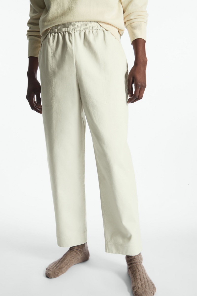 Pantalon COS Elasticated Twill Hombre Blancas España Rebajas 160JOQDPK