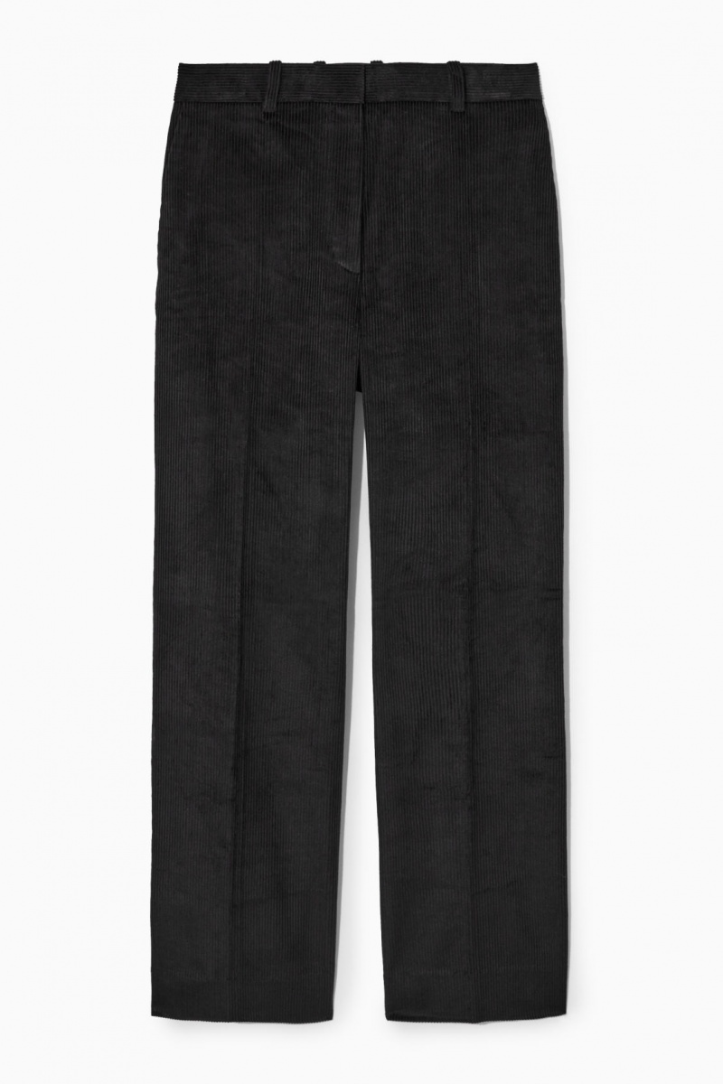 Pantalon COS Flared Corduroy Mujer Negras España Rebajas 657YRJVNZ