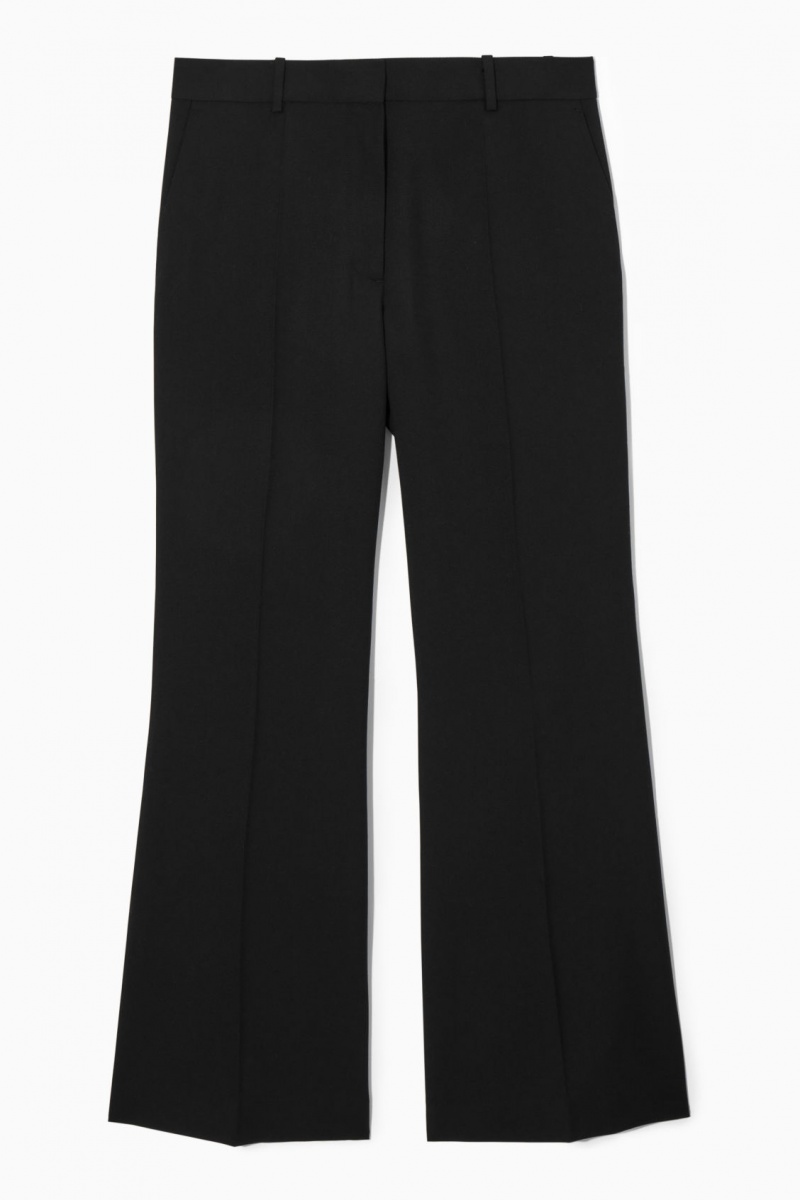 Pantalon COS Flared Lana Mujer Negras España Rebajas 847UPFCMQ