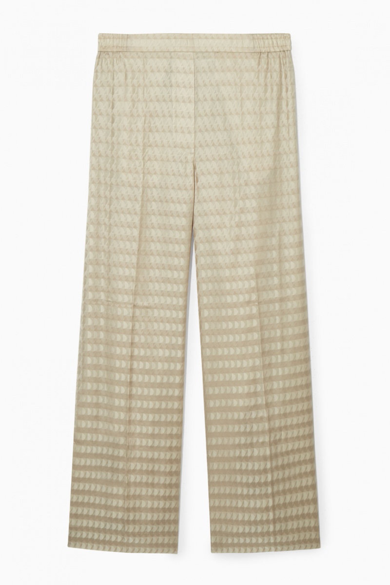 Pantalon COS Geometric-Jacquard Satin Mujer Beige Claro España Rebajas 251IORQDE