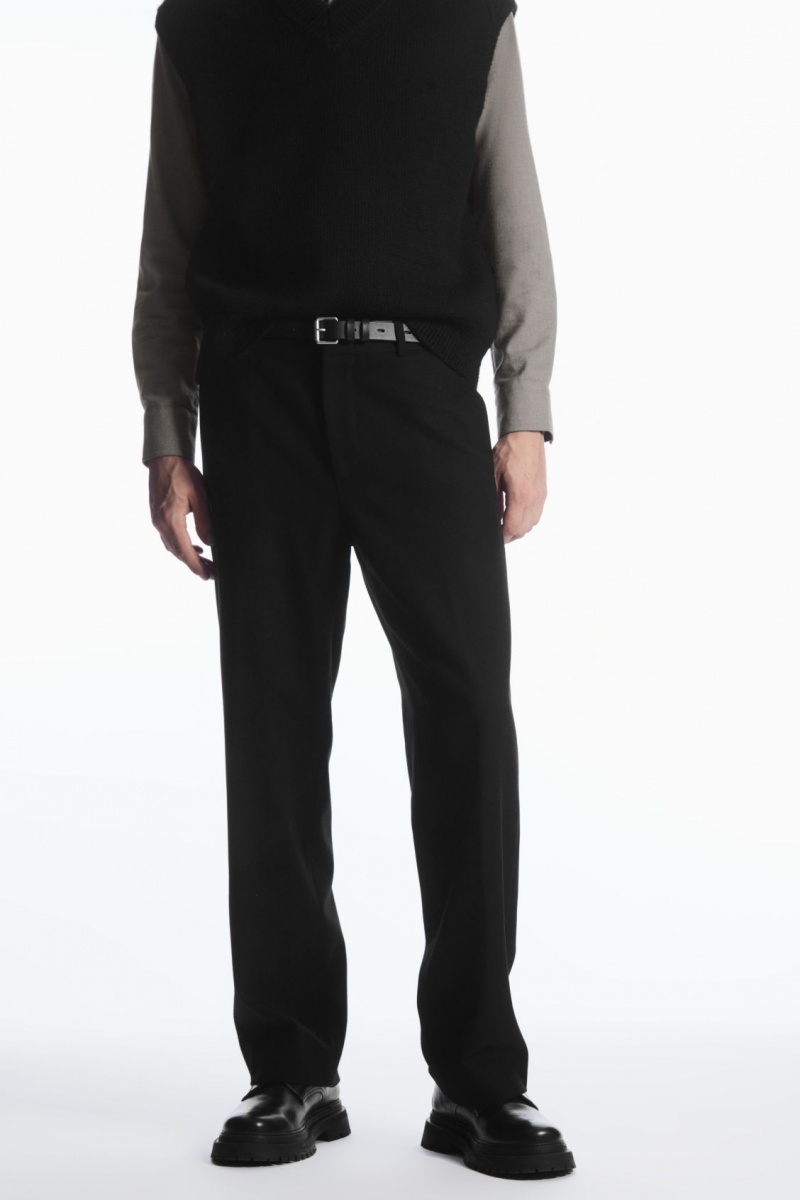 Pantalon COS Lana-Blend Relaxed Tailored Hombre Negras España Rebajas 759JEAZQV