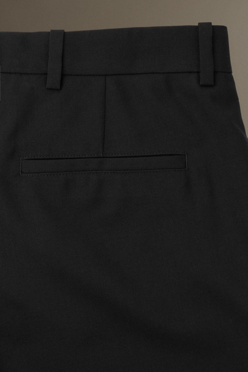 Pantalon COS Lana-Hopsack Anchos Hombre Negras España Rebajas 132UZVMLT