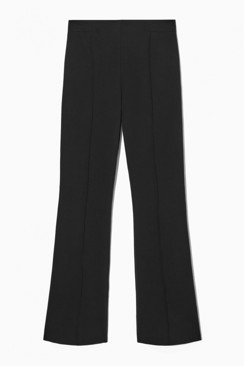 Pantalon COS Pintucked Kick-Flare Mujer Negras España Rebajas 652NFKUYJ