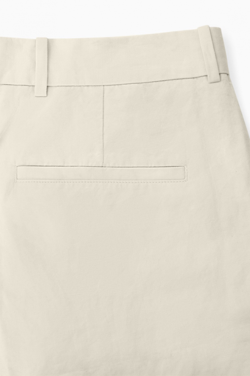 Pantalon COS Plisado Directo-Leg Linen-Blend Hombre Beige Claro España Rebajas 530KYJHLZ