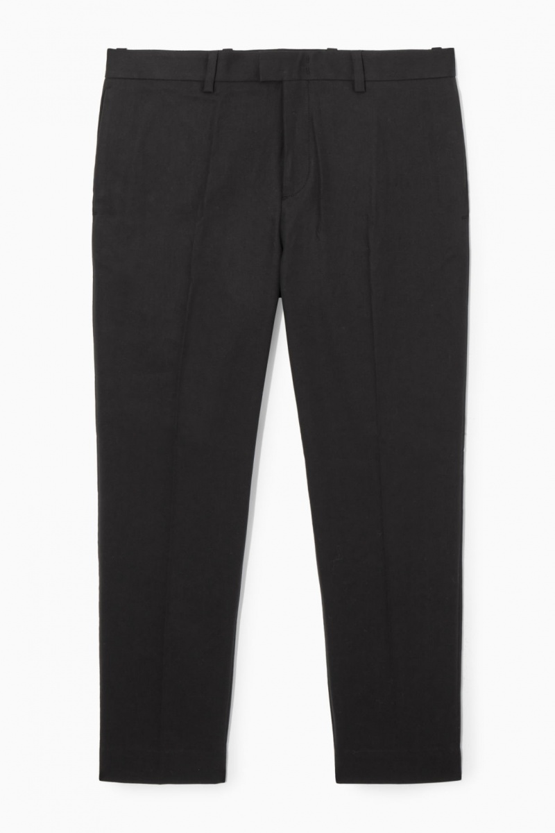 Pantalon COS Slim-Leg Tailored Algodon Hombre Negras España Rebajas 697NLQMRB