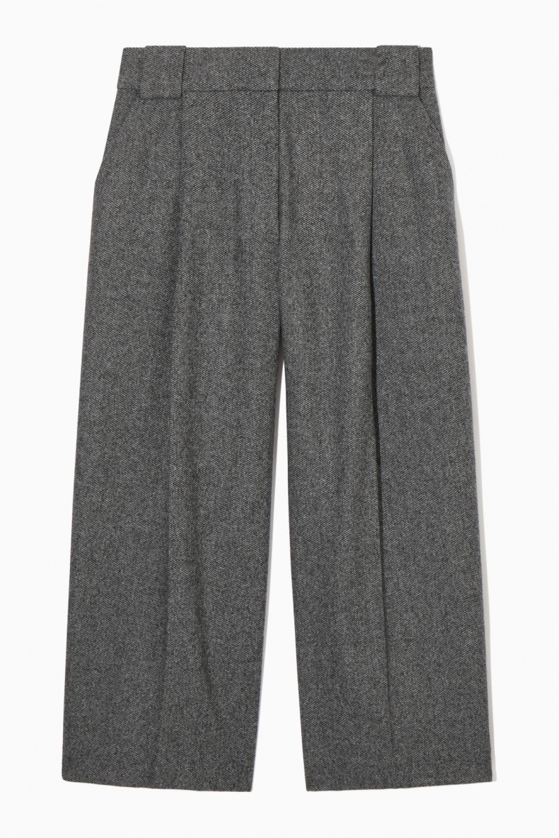 Pantalon COS Tailored Lana-Flannel Culottes Mujer Blancas Negras España Rebajas 821SLOYMV