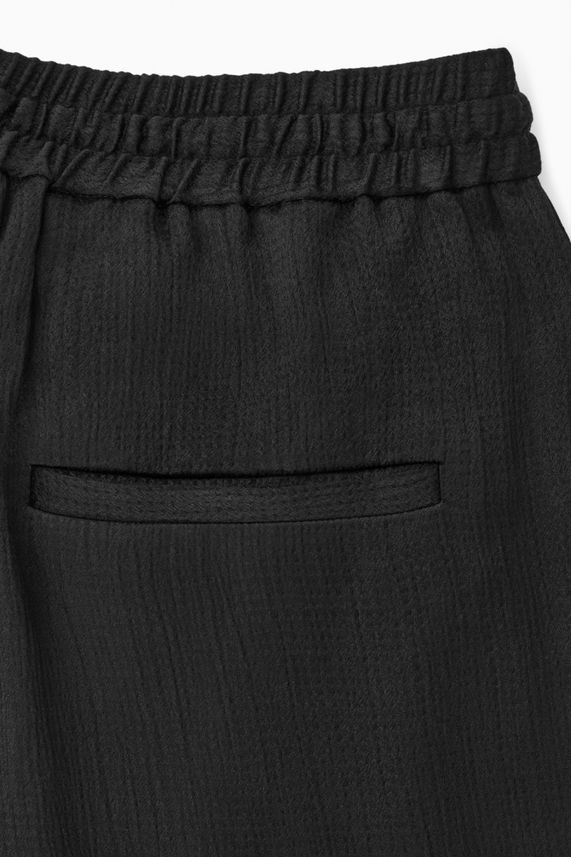 Pantalon COS Textured Anchos-Leg Drawstring Mujer Negras España Rebajas 572SBVGIE