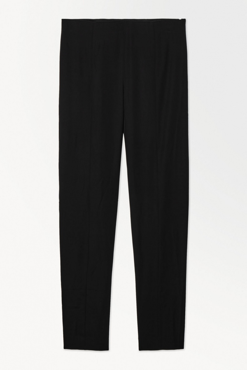 Pantalon COS The Silk-Blend Mujer Negras España Rebajas 926EBQLRW