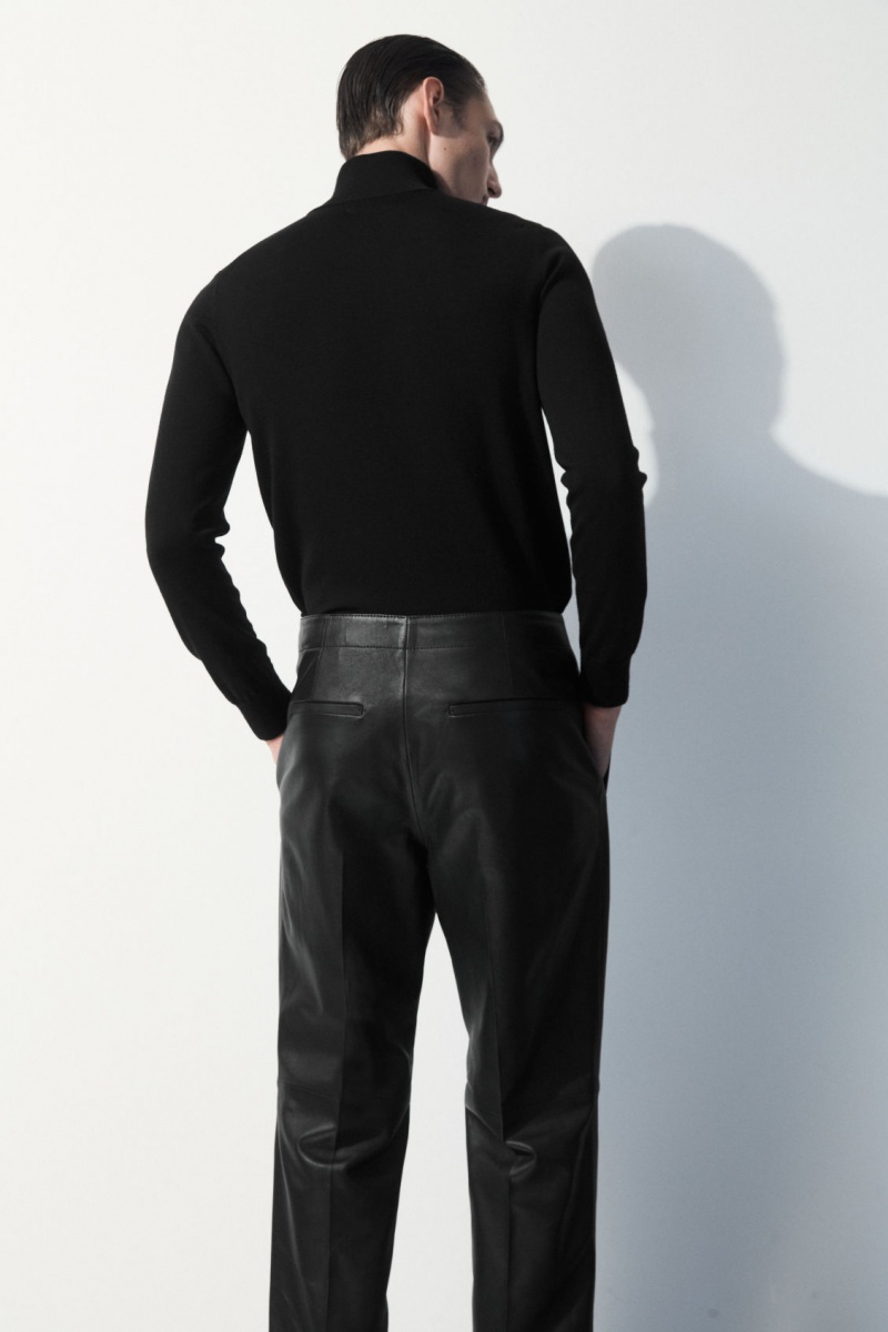 Pantalon COS The Tailored Cuero Hombre Negras España Rebajas 940QIPJAG