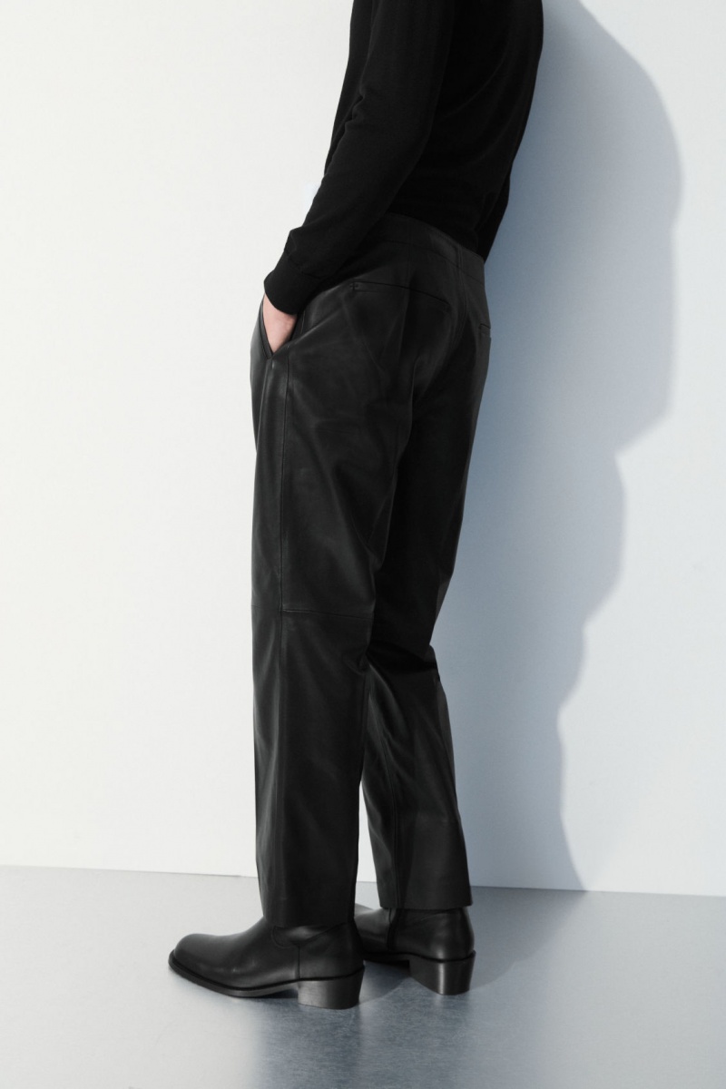 Pantalon COS The Tailored Cuero Hombre Negras España Rebajas 940QIPJAG