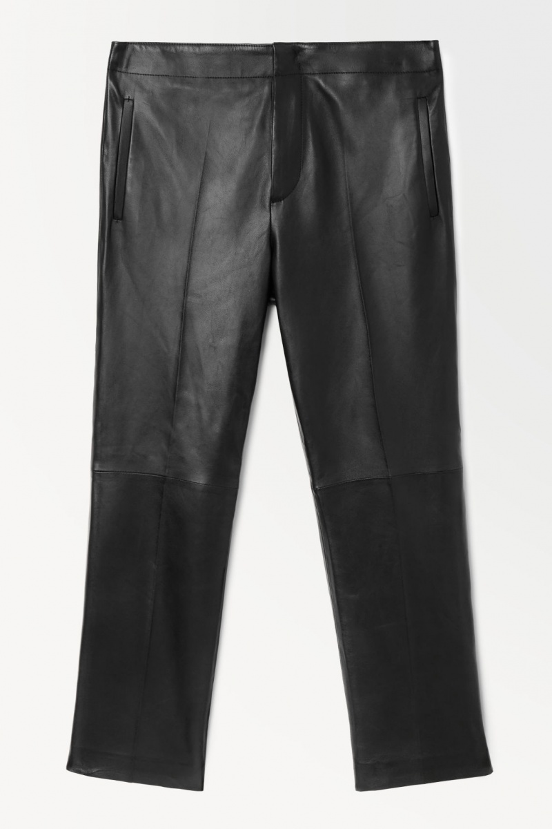 Pantalon COS The Tailored Cuero Hombre Negras España Rebajas 940QIPJAG