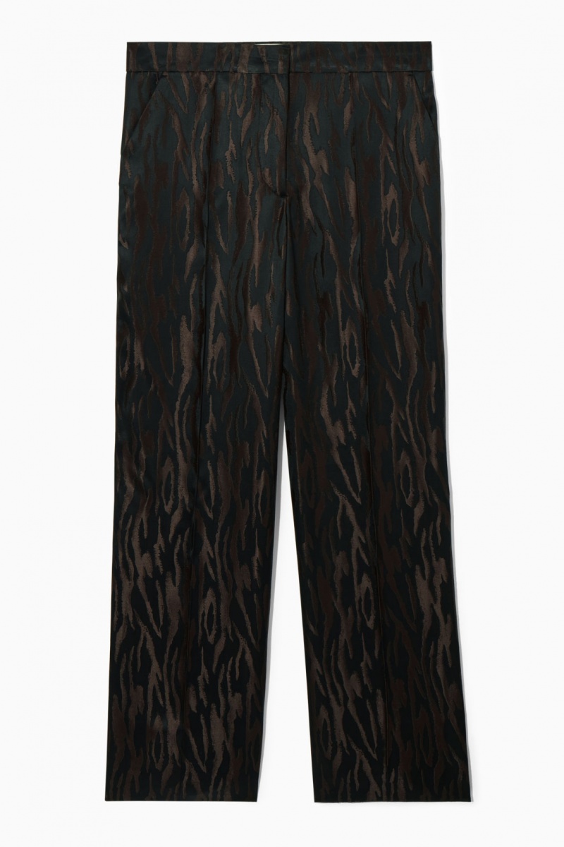 Pantalon COS Zebra-Jacquard Tailored Mujer Marrones Oscuro Negras España Rebajas 963WDNHXY