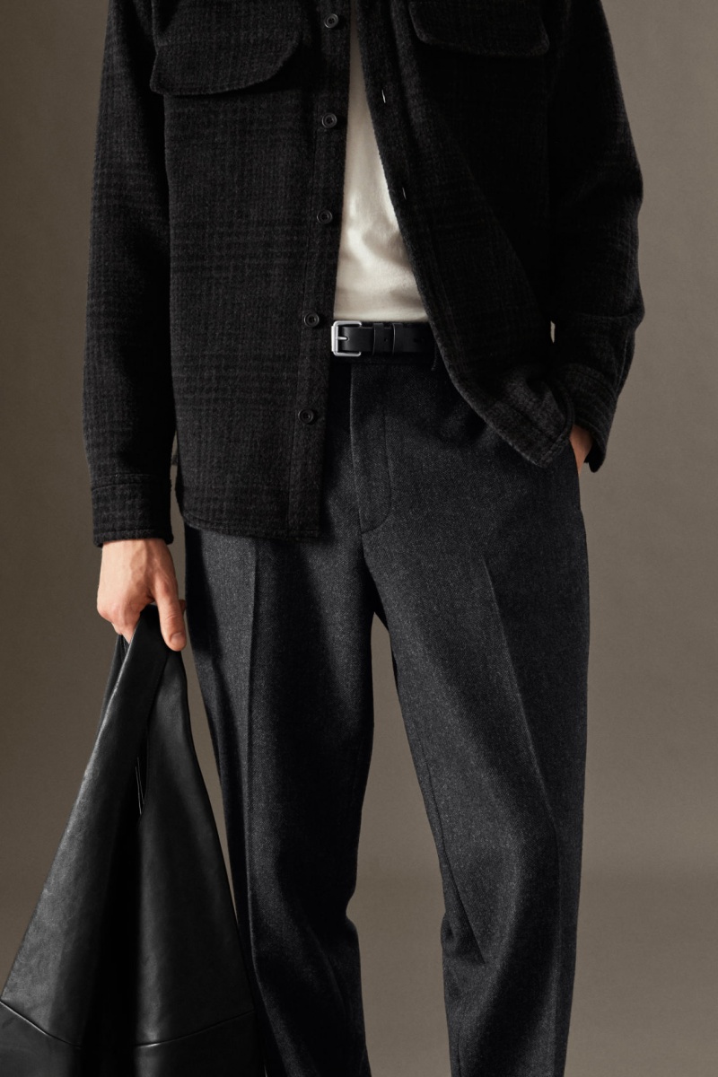 Pantalones COS Herringbone Lana Directo Hombre Gris Oscuro España Rebajas 795WYTCSL