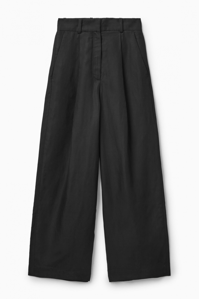 Pantalones COS High-Waisted Anchos-Leg Mujer Negras España Rebajas 349LNJMUE