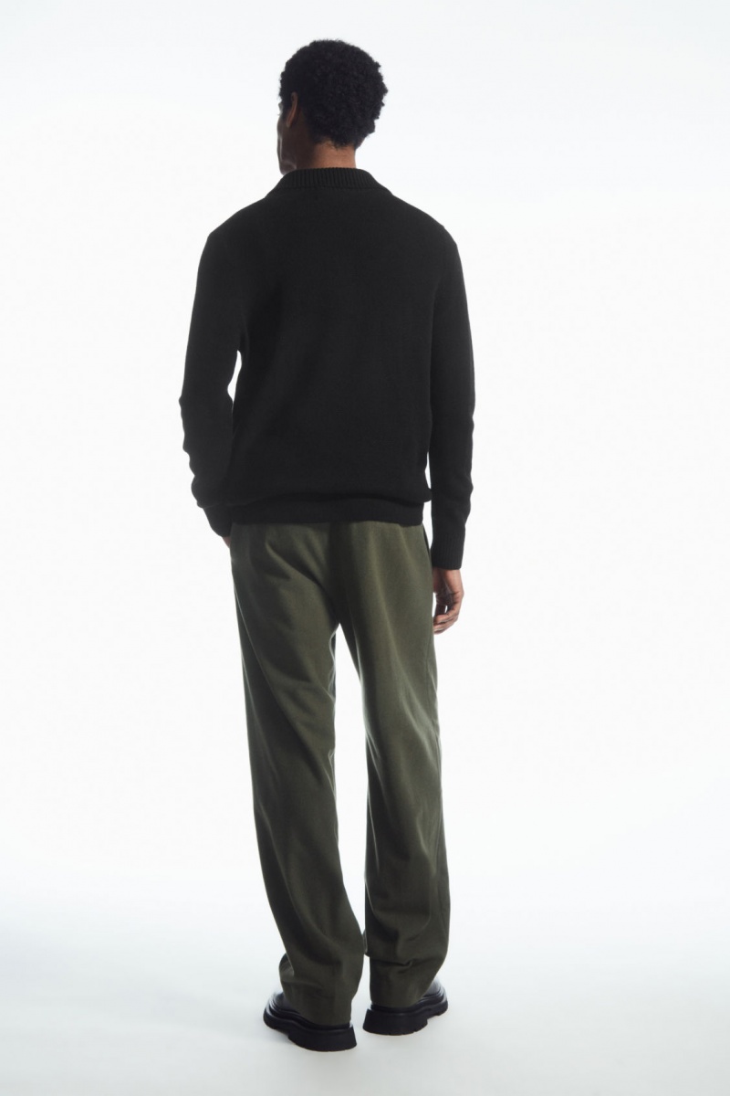 Pantalones COS Lana-Blend Relaxed Tailored Hombre Verde Oscuro España Rebajas 973FRAMWU