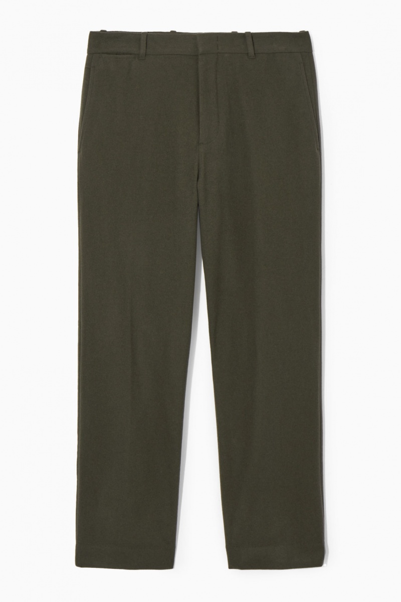 Pantalones COS Lana-Blend Relaxed Tailored Hombre Verde Oscuro España Rebajas 973FRAMWU