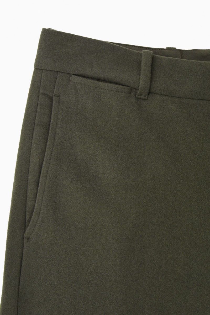 Pantalones COS Lana-Blend Relaxed Tailored Hombre Verde Oscuro España Rebajas 973FRAMWU