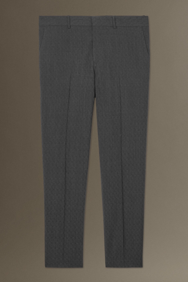 Pantalones COS Lana-Jacquard Slim Hombre Gris España Rebajas 094ZMSHIL