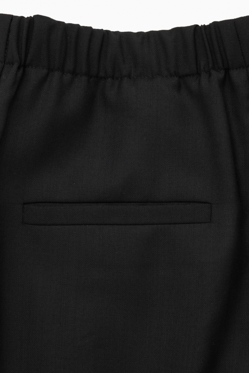 Pantalones COS Plisado Anchos-Leg Lana Mujer Negras España Rebajas 314MXPRNH