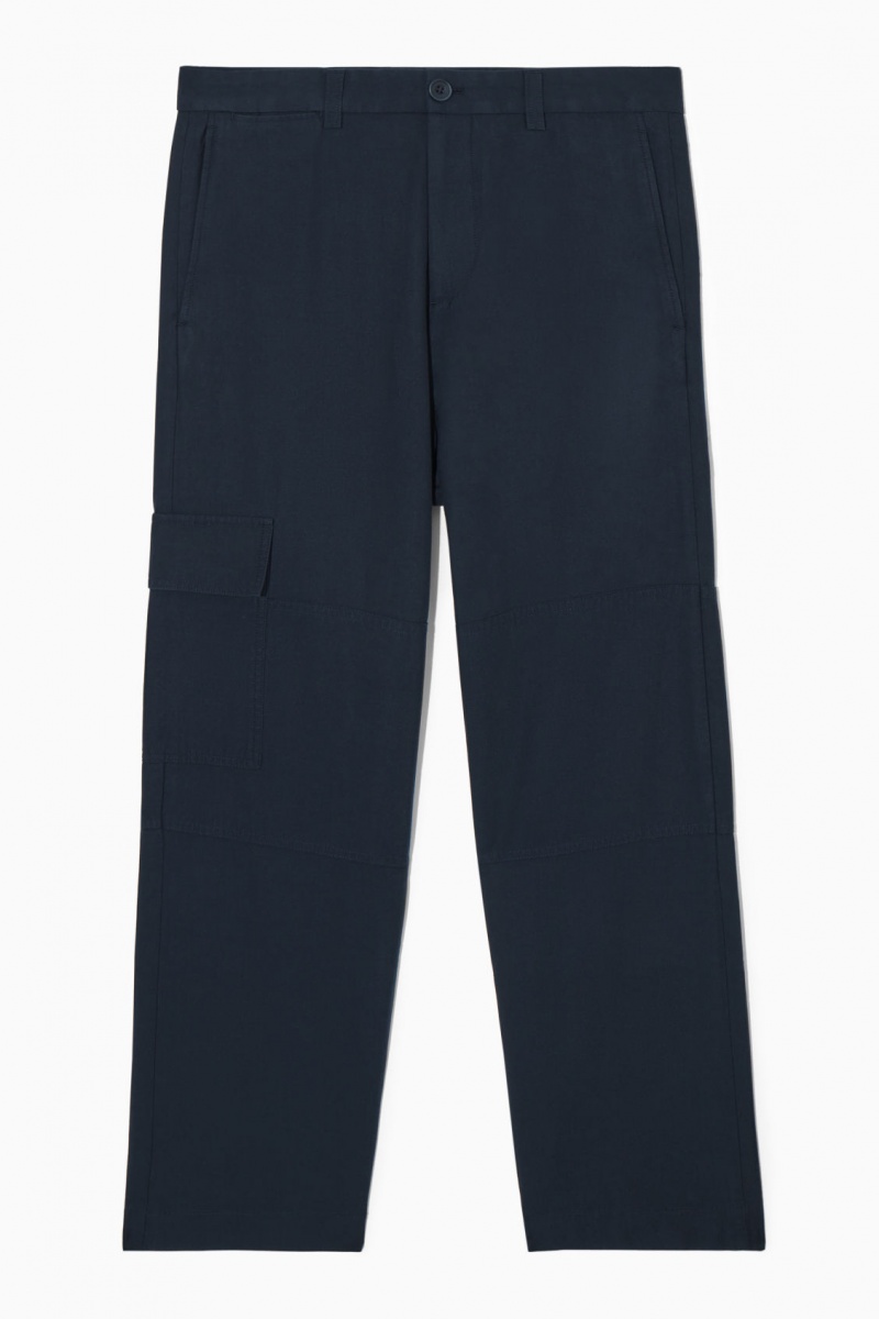 Pantalones COS Tapered Utility Hombre Azul Marino España Rebajas 245WBUJZY