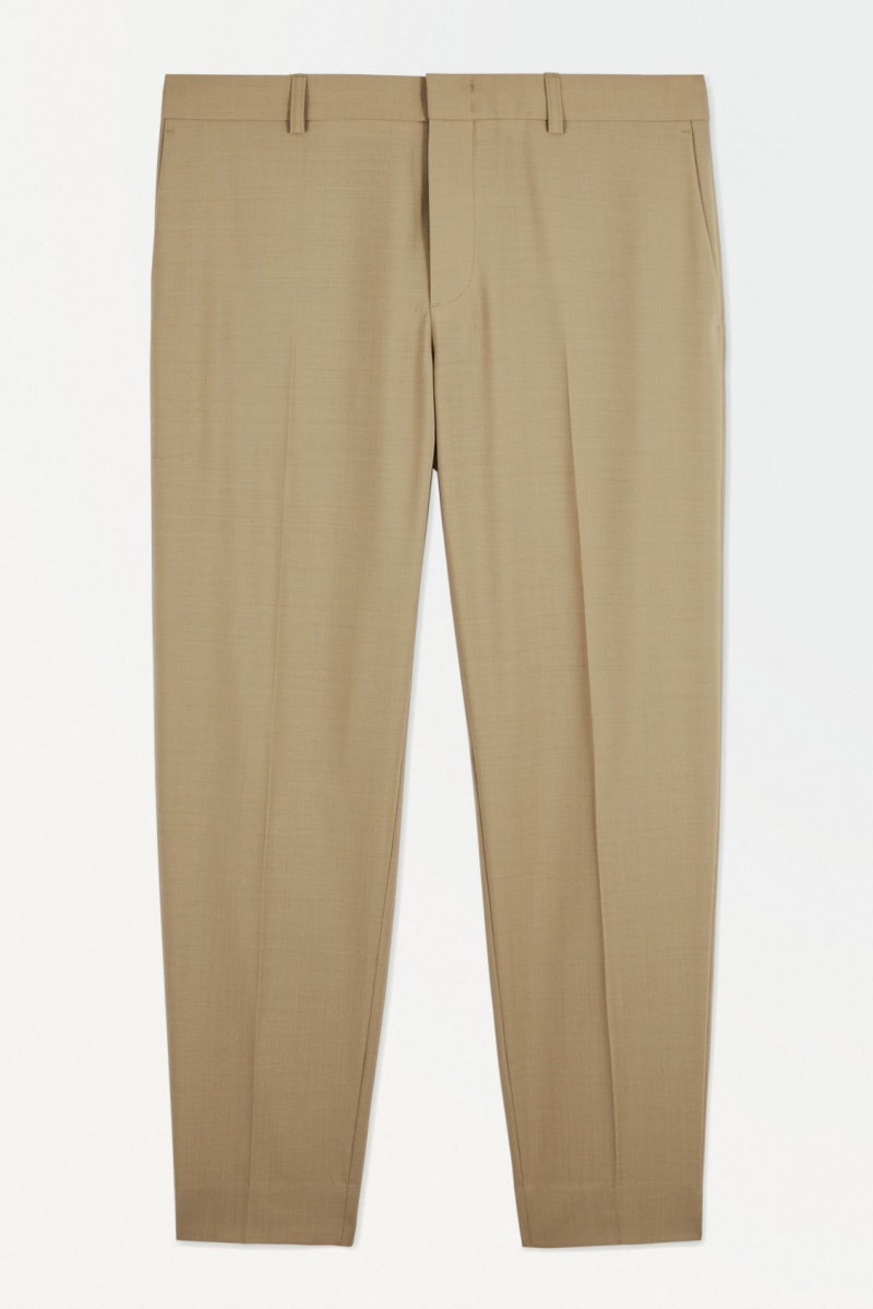 Pantalones COS The Directo-Leg Lana Hombre Beige España Rebajas 764PHGEVI