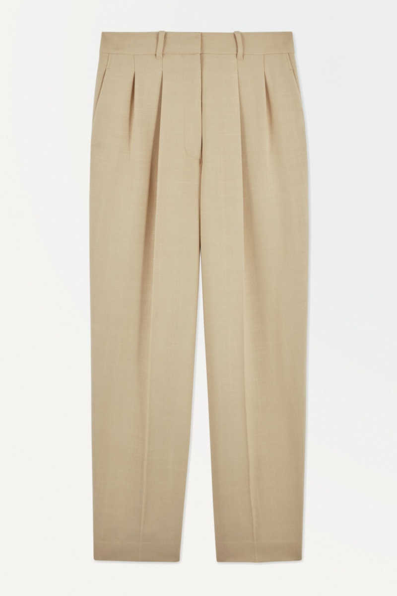 Pantalones COS The Plisado Tailored Mujer Beige España Rebajas 034VJPRAK