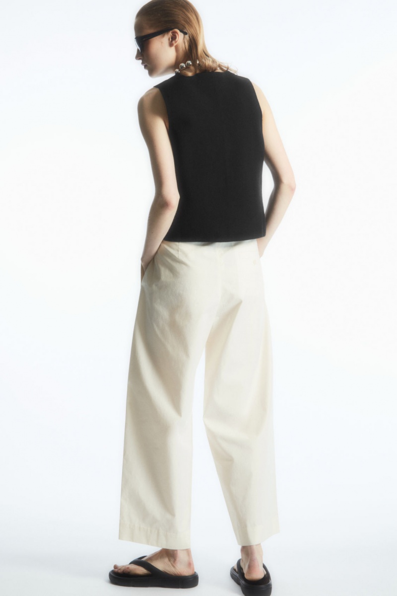 Pantalones Chinos COS Plisado Barrel-Leg Twill Mujer Blancas España Rebajas 640PKLQMW